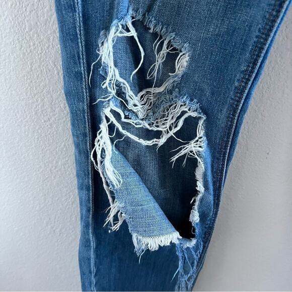 American Eagle Hi-Rise Tom Girl Super Distressed Extra Long 6 XLong - Picture 7 of 13